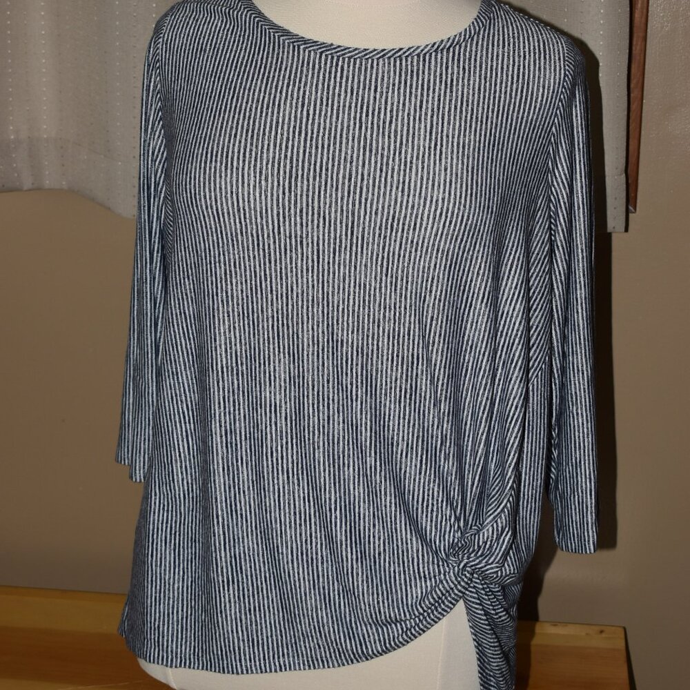 blue and white striped top 2X